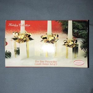 Set of 3 Two Tone Present Box Candle Holder